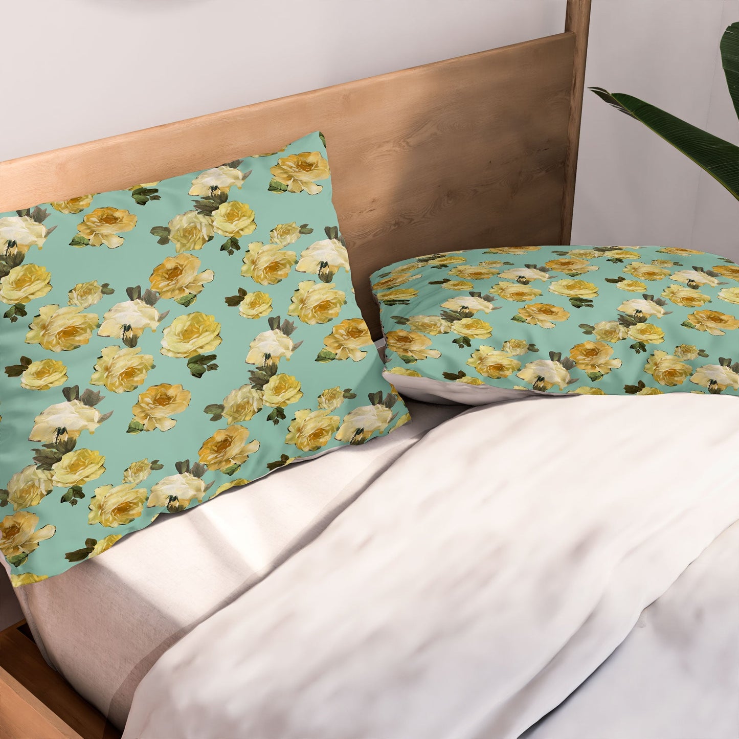 Tina Salazar Yellow Roses in Sage Green Pillow Shams
