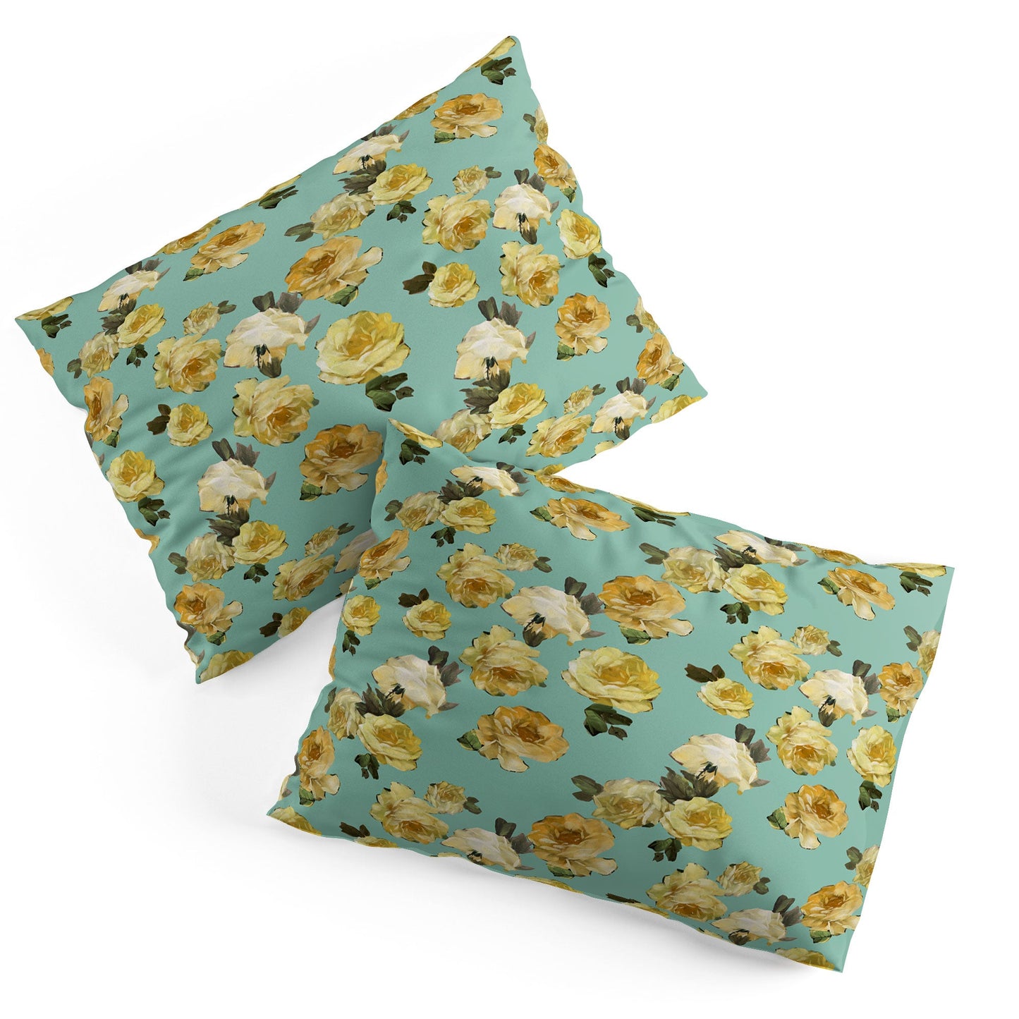 Tina Salazar Yellow Roses in Sage Green Pillow Shams