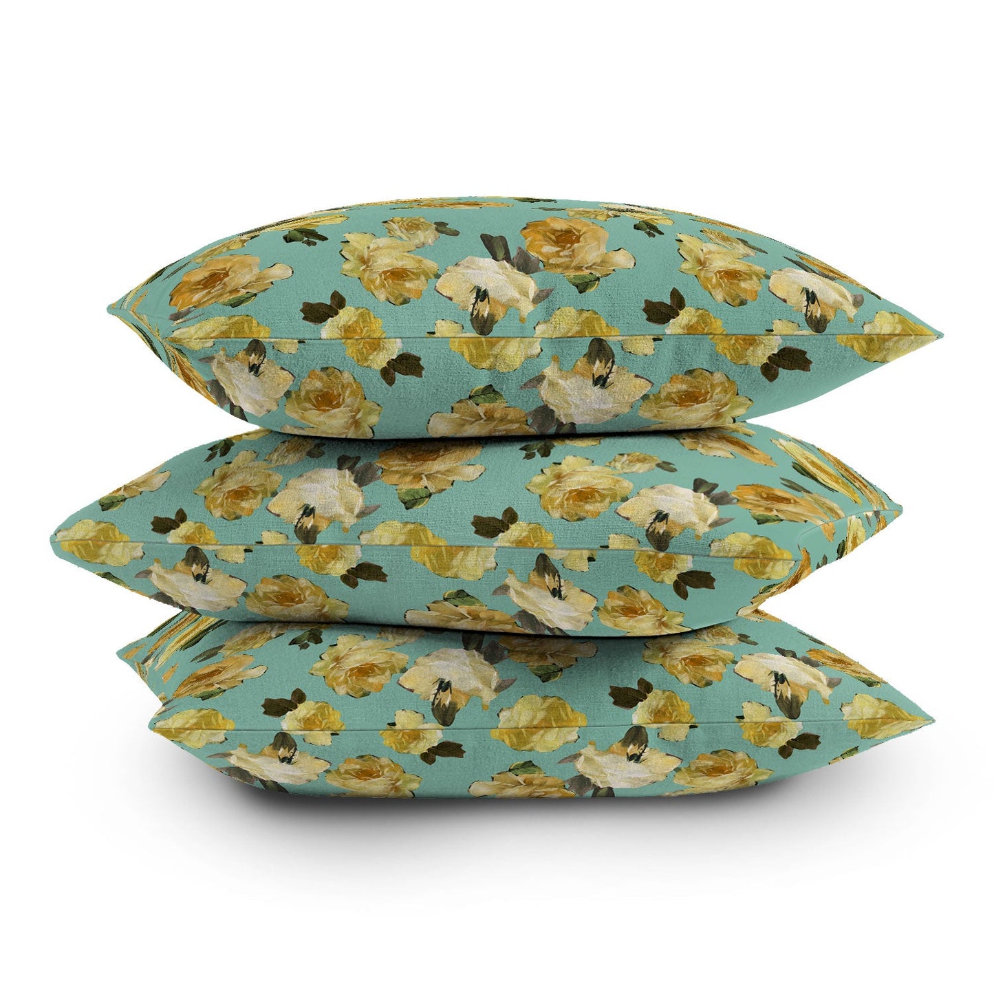 Tina Salazar Yellow Roses in Sage Green Outdoor Throw Pillow