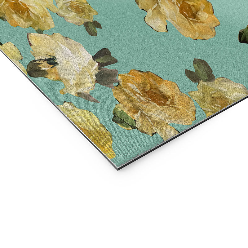 Tina Salazar Yellow Roses in Sage Green Welcome Mat