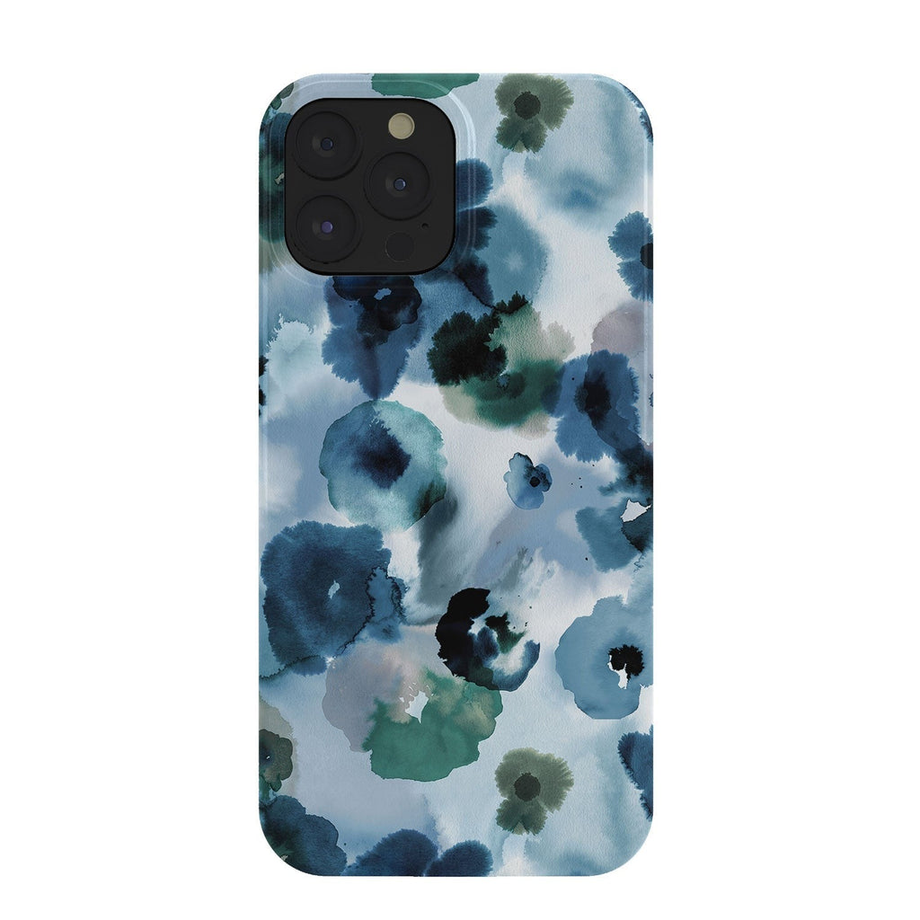 Ninola Design Botanic Retreat Ombre Abstract Watercolor Flowers Blue Navy Phone Case