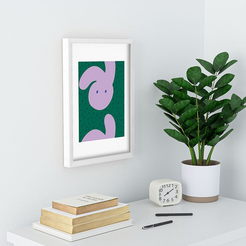 Camilla Foss Pebbles and Rabbit Recessed Framing Rectangle