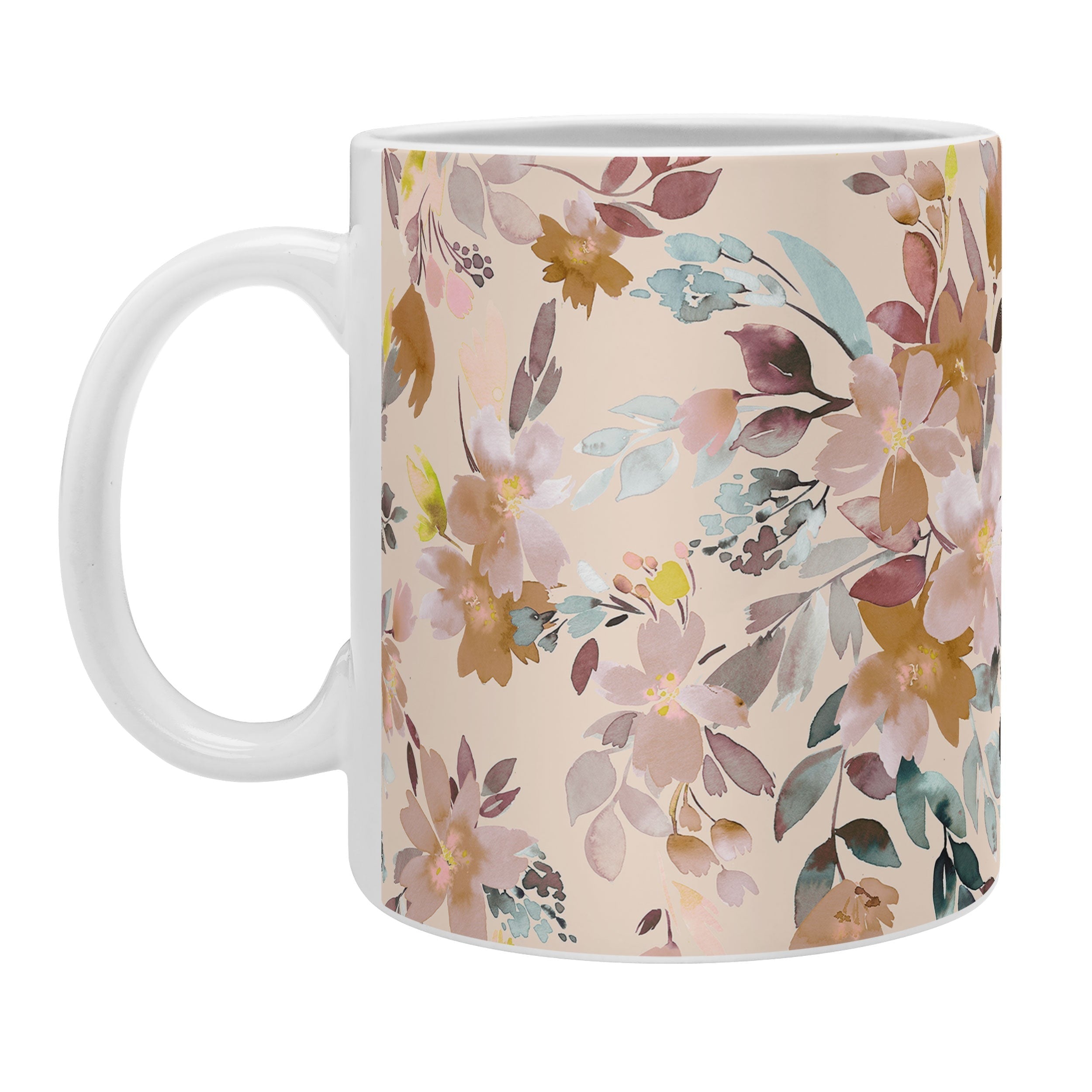 Ninola Design Botanic Retreat Floral Oleander Whimsical Soft Pink Coffee Mug