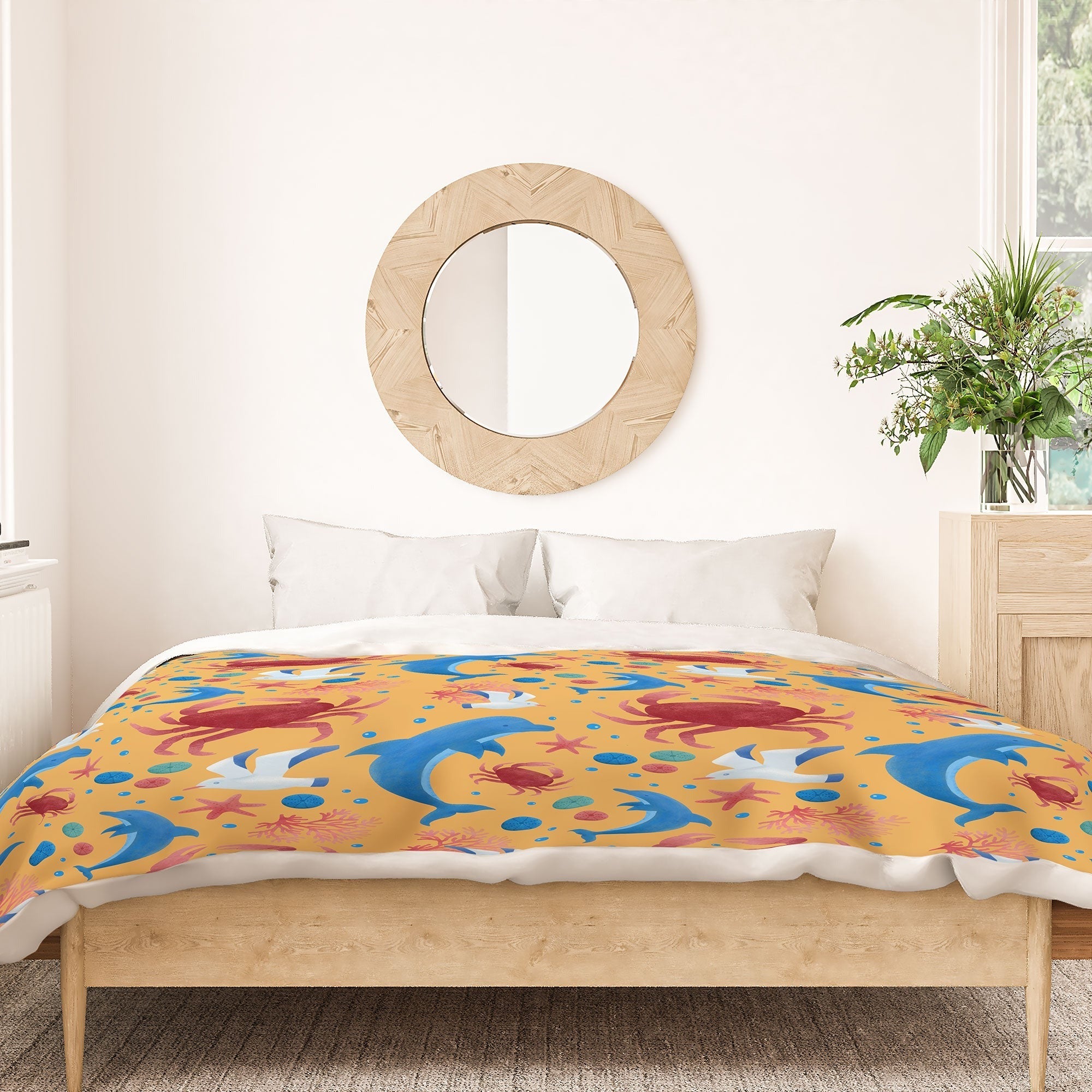 Seta Zakian Sailing Sealife yellow Duvet Cover