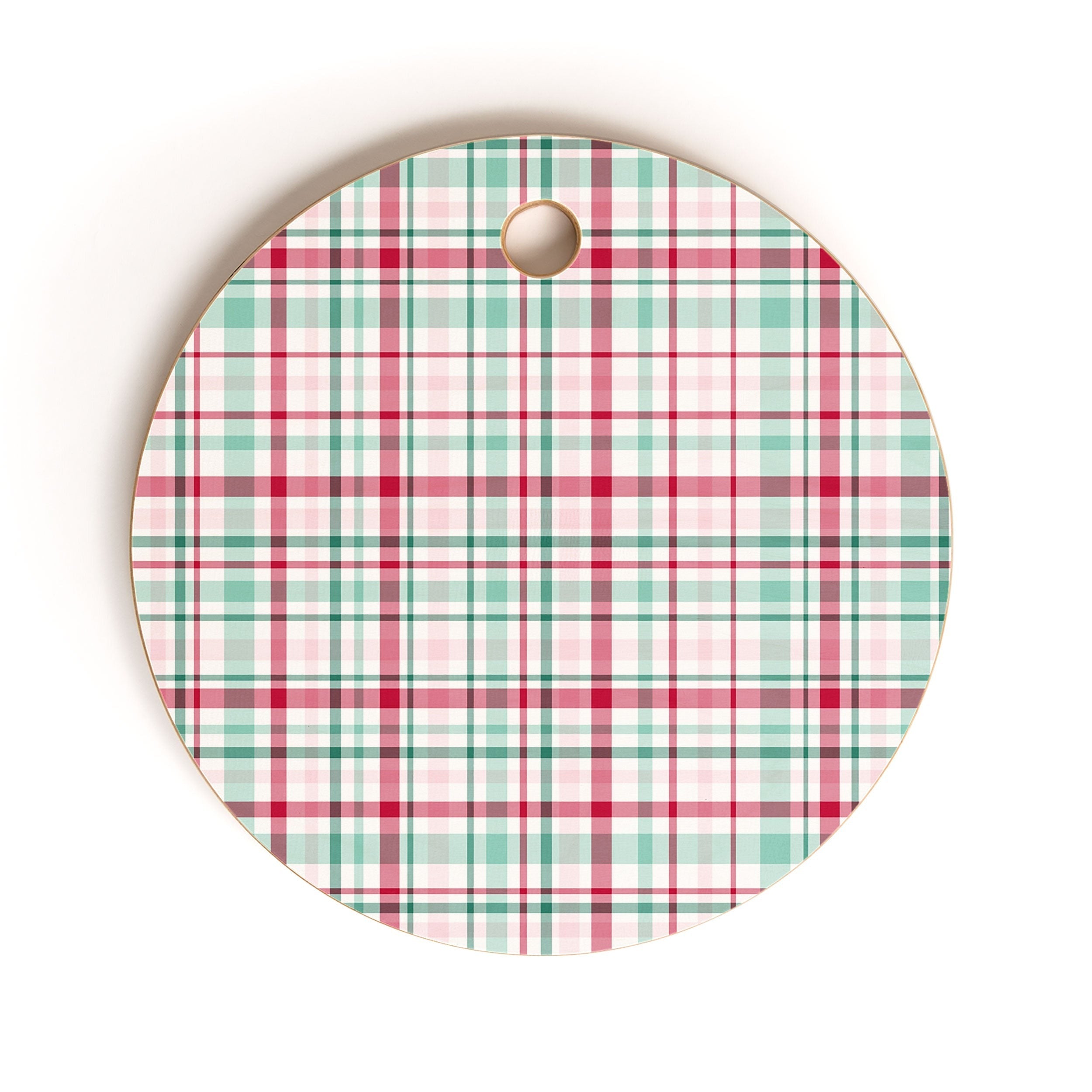 Lisa Argyropoulos Merry Vintage Plaid Cutting Board Round