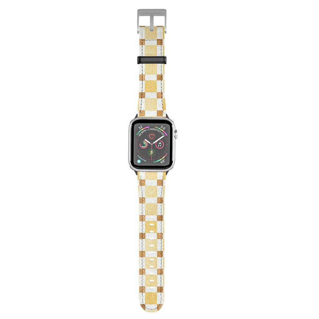 Ninola Design Everyday Artifact Checker Mosaic Tiles Geometry Yellow Apple Watch Band