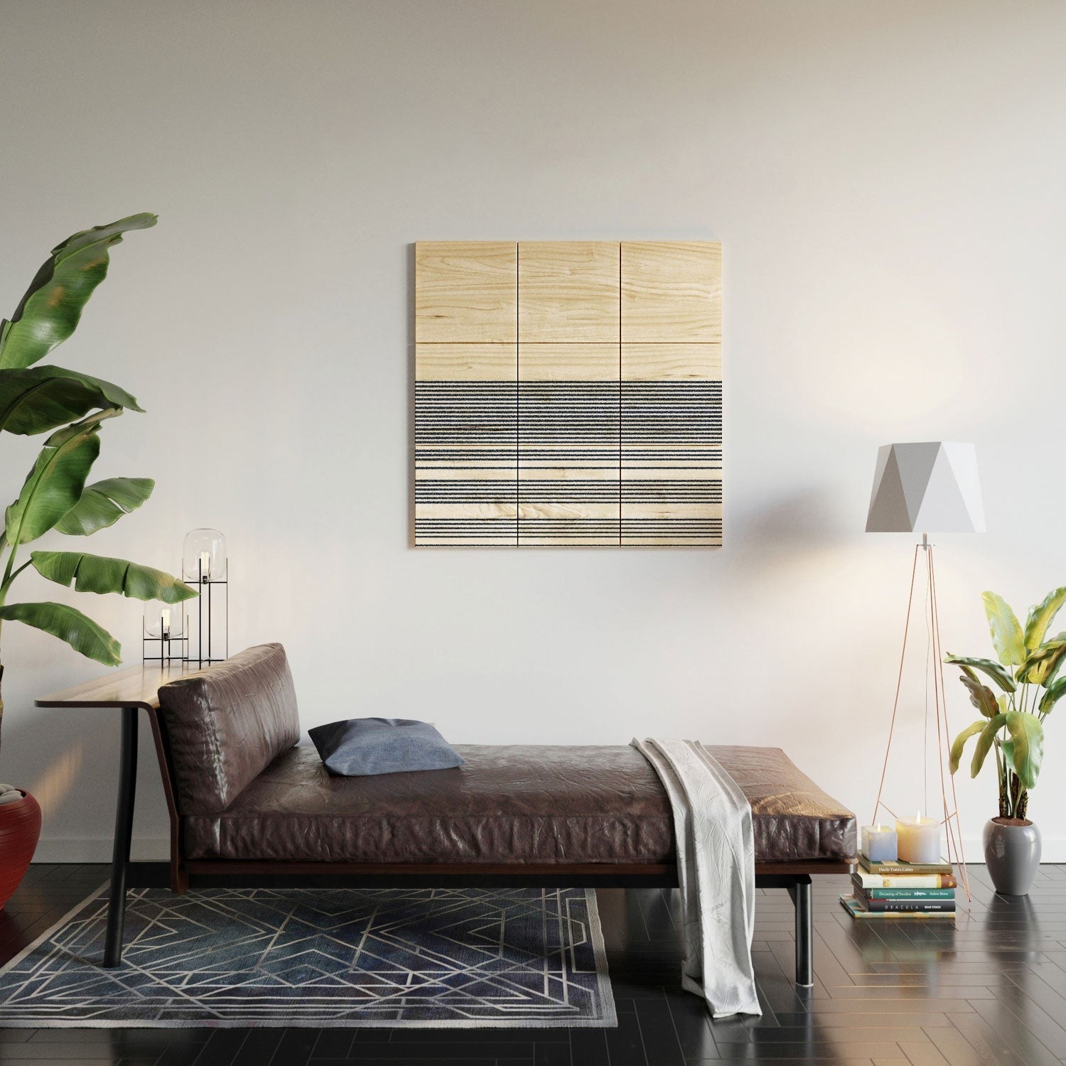Kierkegaard Design Studio organic stripes naut navy blue and white Wood Wall Mural