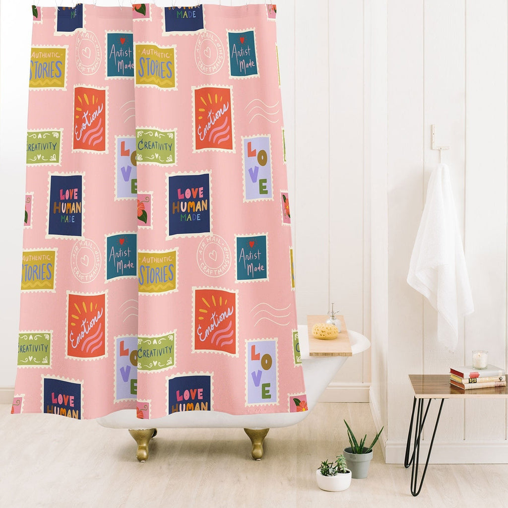 Design by Spark Love Human Made Stamps Shower Curtain