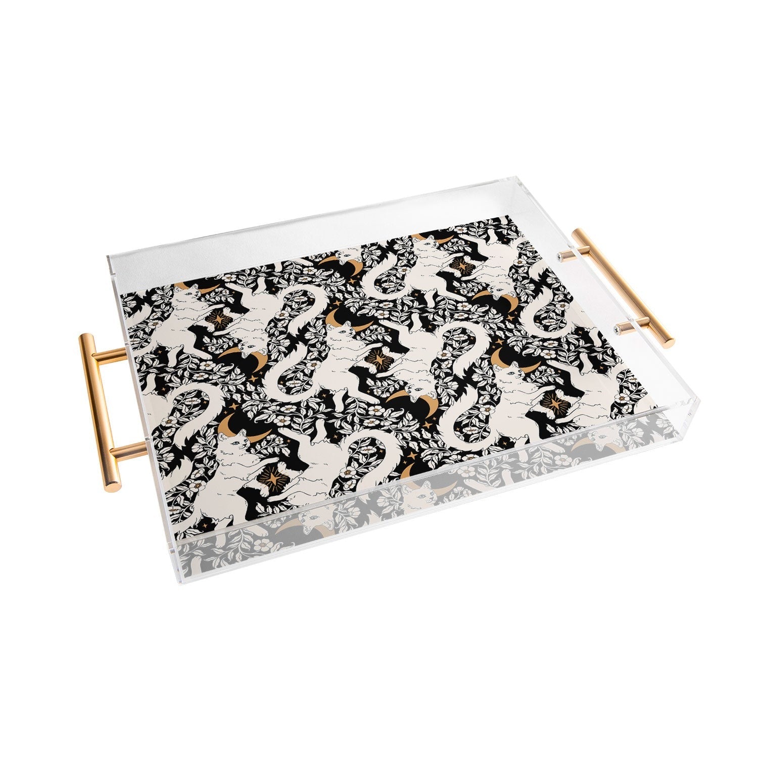 Avenie Celestial Cats Gold Acrylic Tray