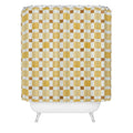 Ninola Design Everyday Artifact Checker Mosaic Tiles Geometry Yellow Shower Curtain