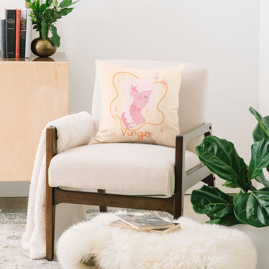 Little Om Zodiac Sign Virgo Throw Pillow