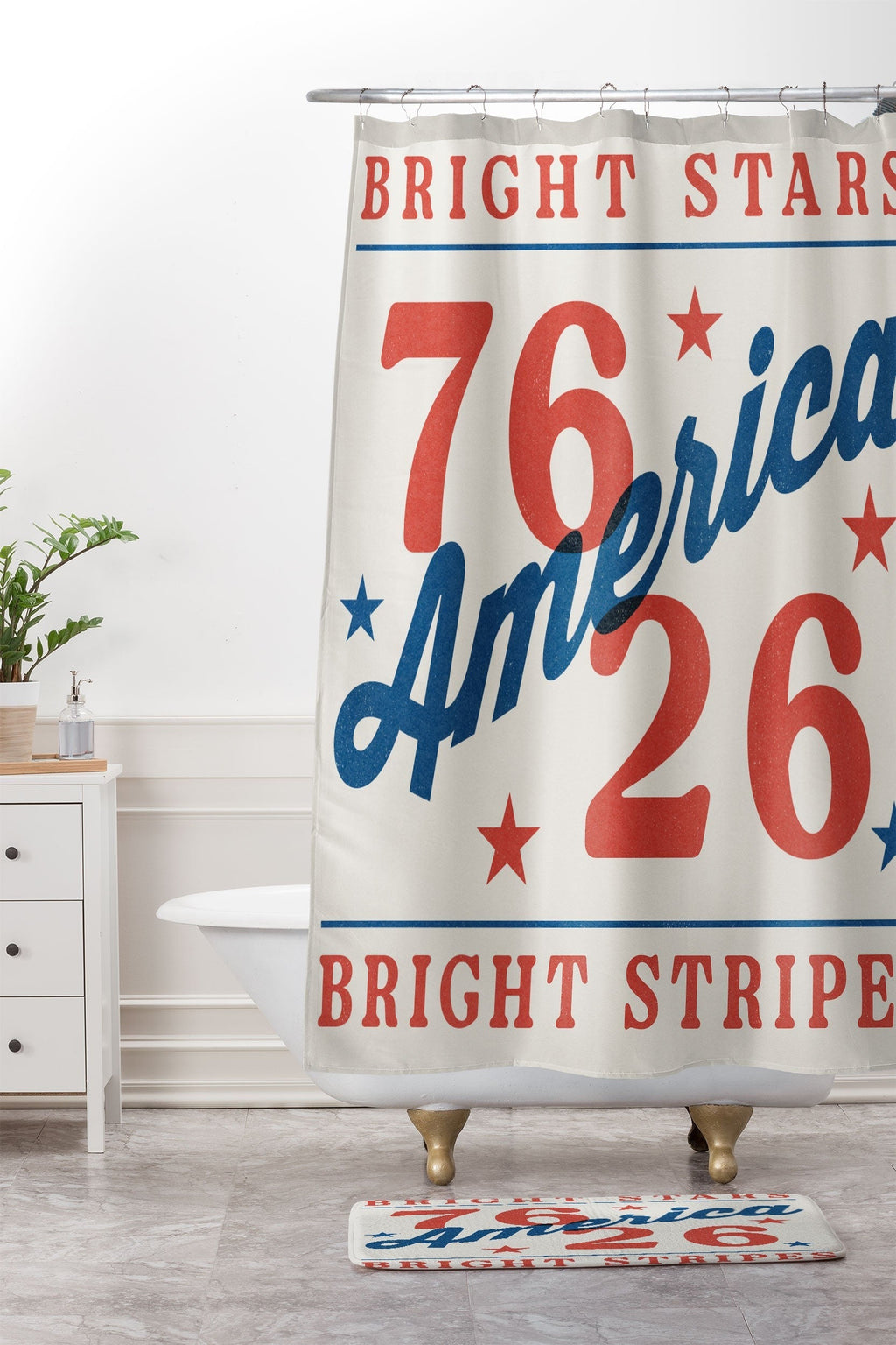 DENY Designs Bright Stars Bright Stripes Memory Foam Bath Mat