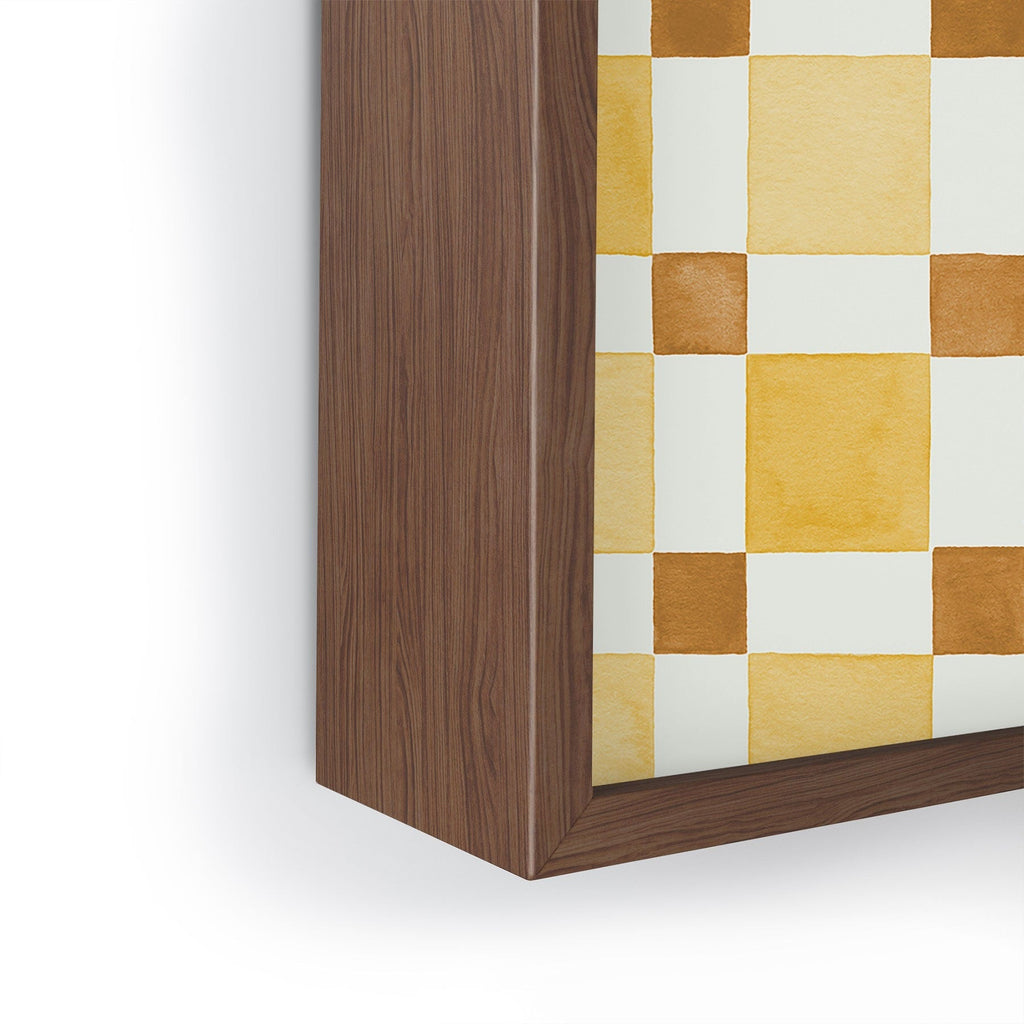 Ninola Design Everyday Artifact Checker Mosaic Tiles Geometry Yellow Framed Mini Art Print