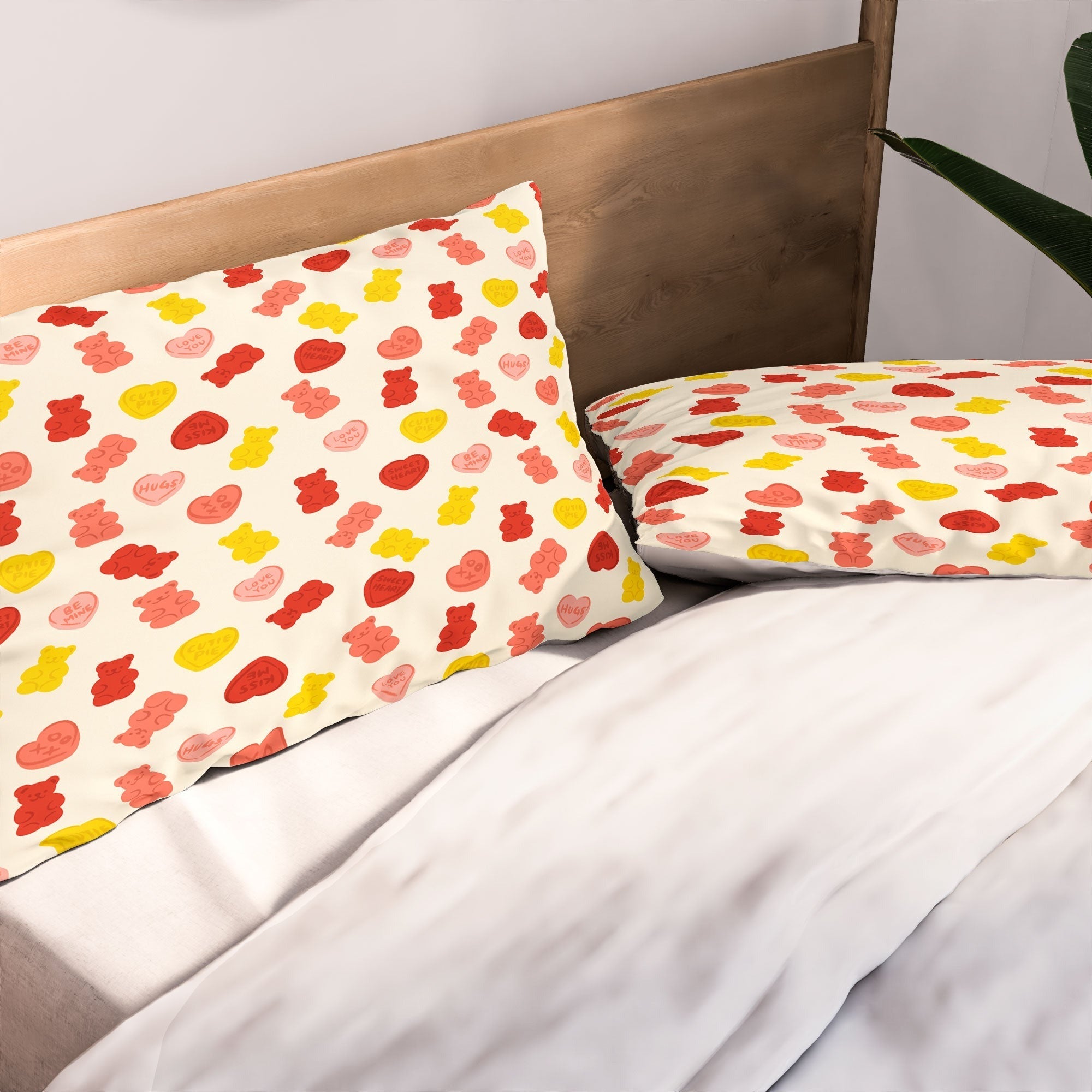 Design by Spark Gummy Bears and Candy Hearts Valentines Pillow Shams