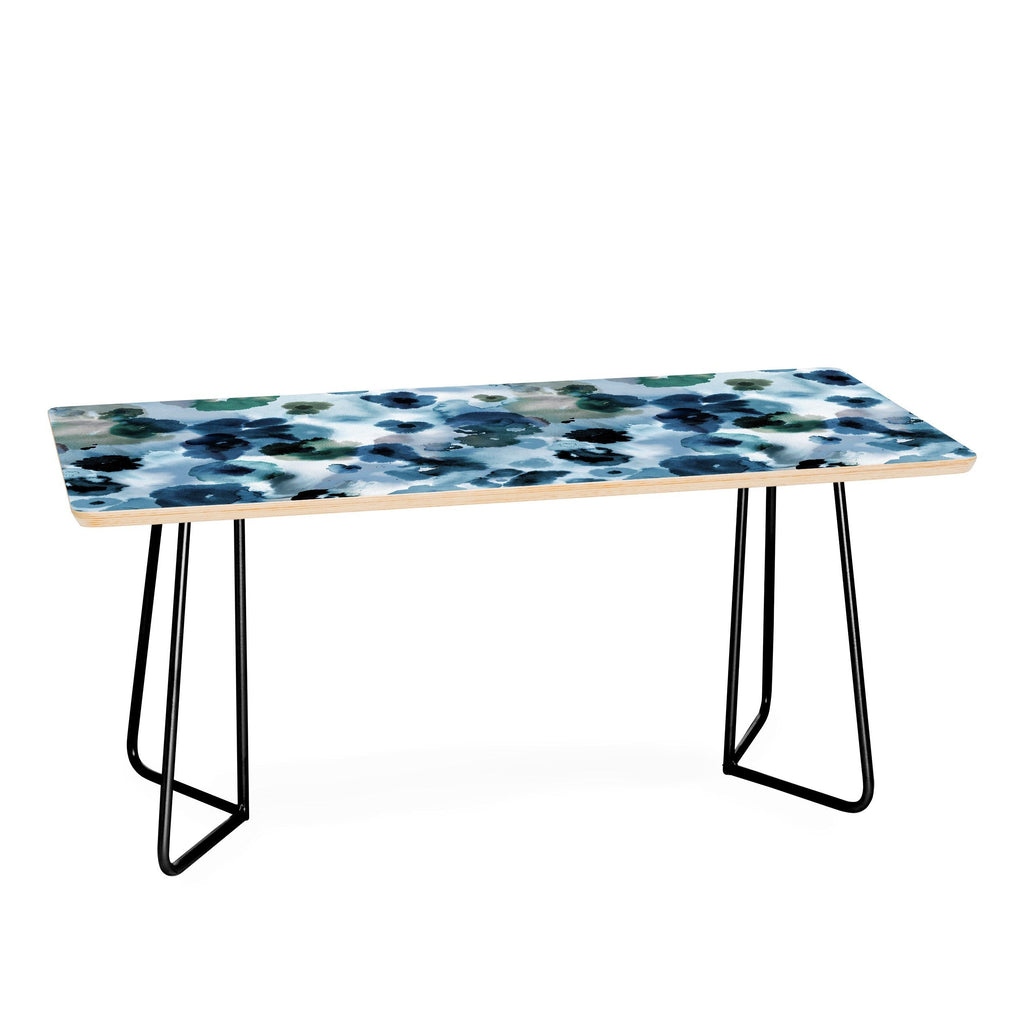 Ninola Design Botanic Retreat Ombre Abstract Watercolor Flowers Blue Navy Coffee Table