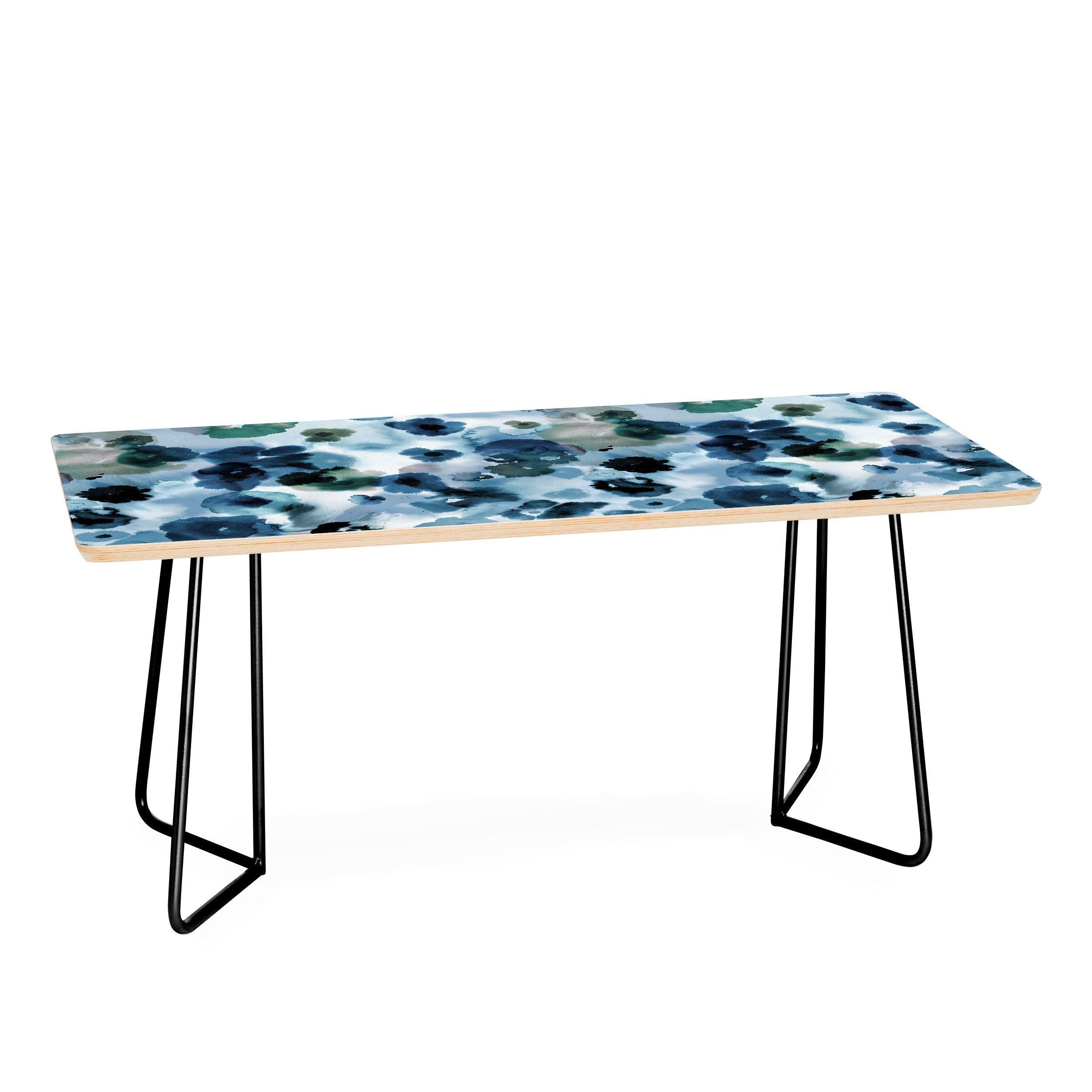 Ninola Design Botanic Retreat Ombre Abstract Watercolor Flowers Blue Navy Coffee Table