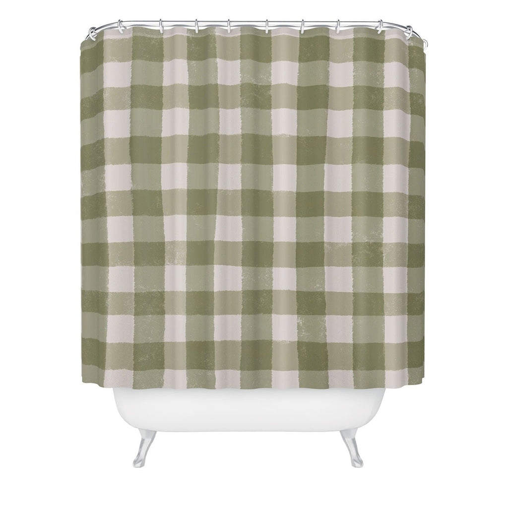 Menina Lisboa Rustic Green Plaid Shower Curtain
