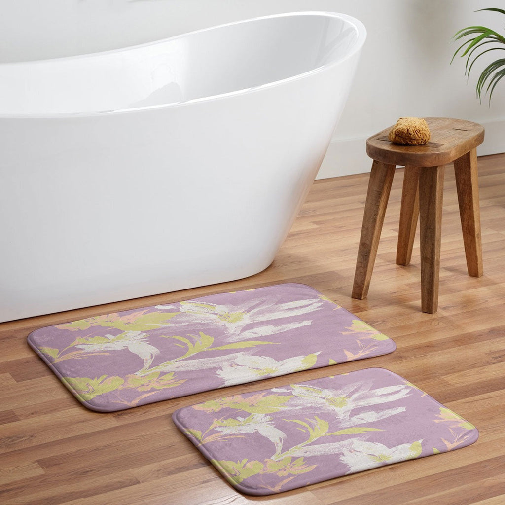 Gabriela Fuente Emma Lilac Floral Memory Foam Bath Mat