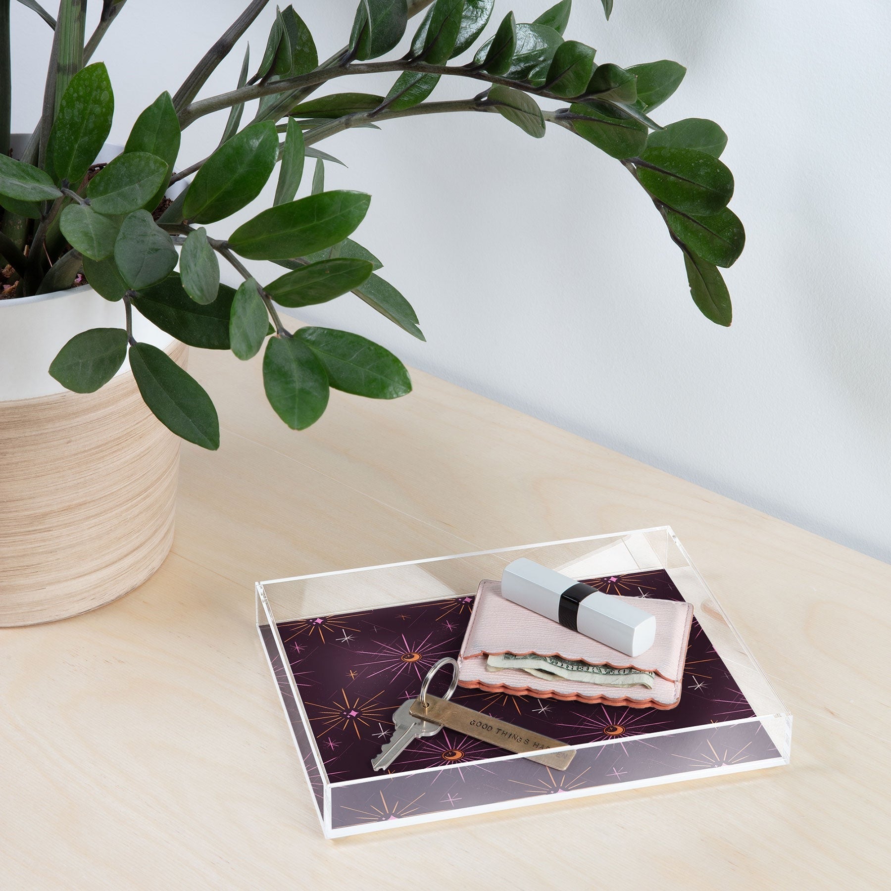 Little Om Pattern Little Moon plum Acrylic Tray
