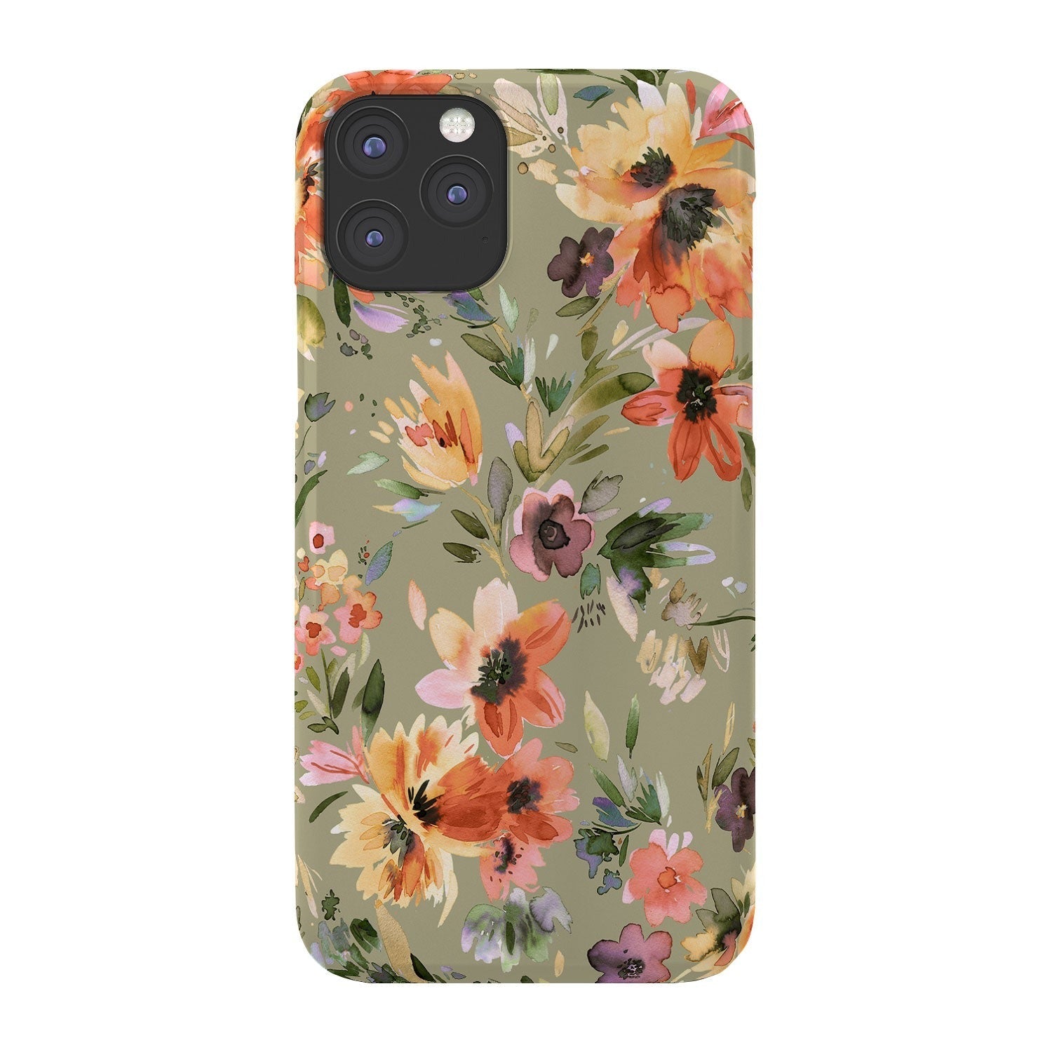 Ninola Design Botanic Retreat Painterly Tropical Flowers Sage Green Phone Case