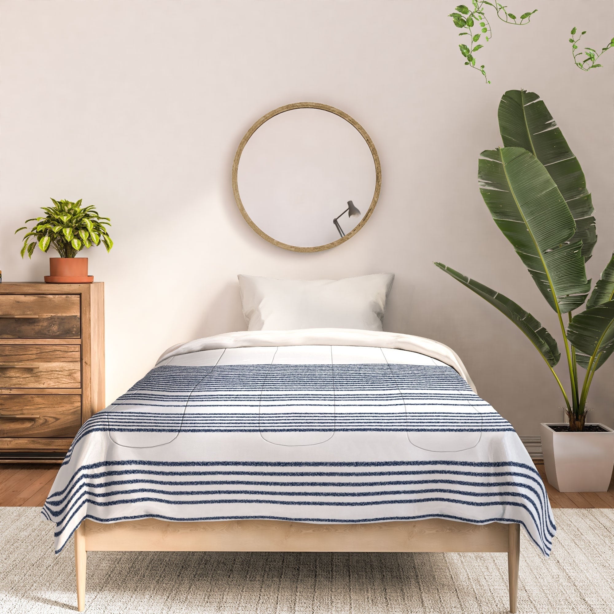 Kierkegaard Design Studio organic stripes naut navy blue and white Comforter
