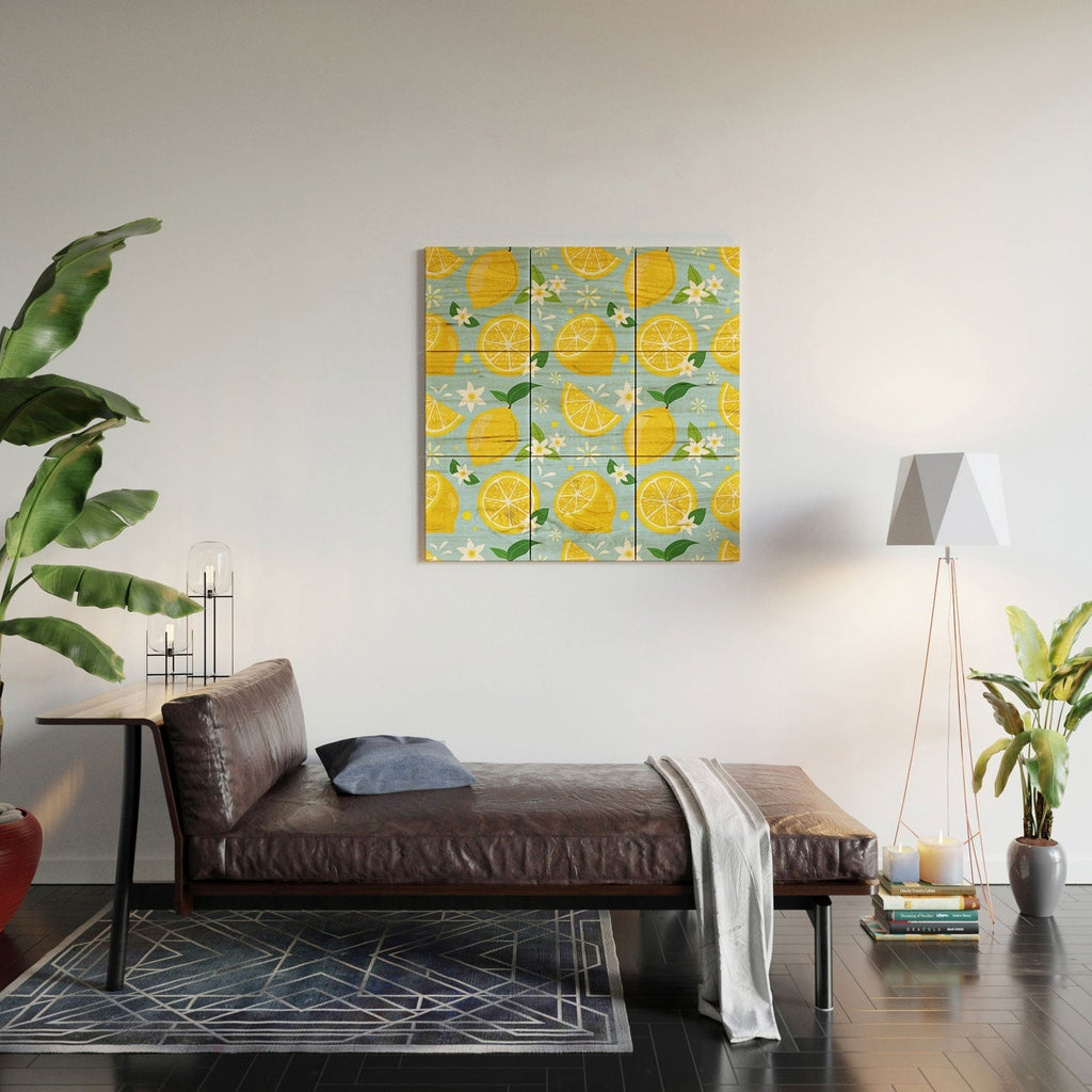 Design by Spark Lemony Fresh Florals Wood Wall Mural