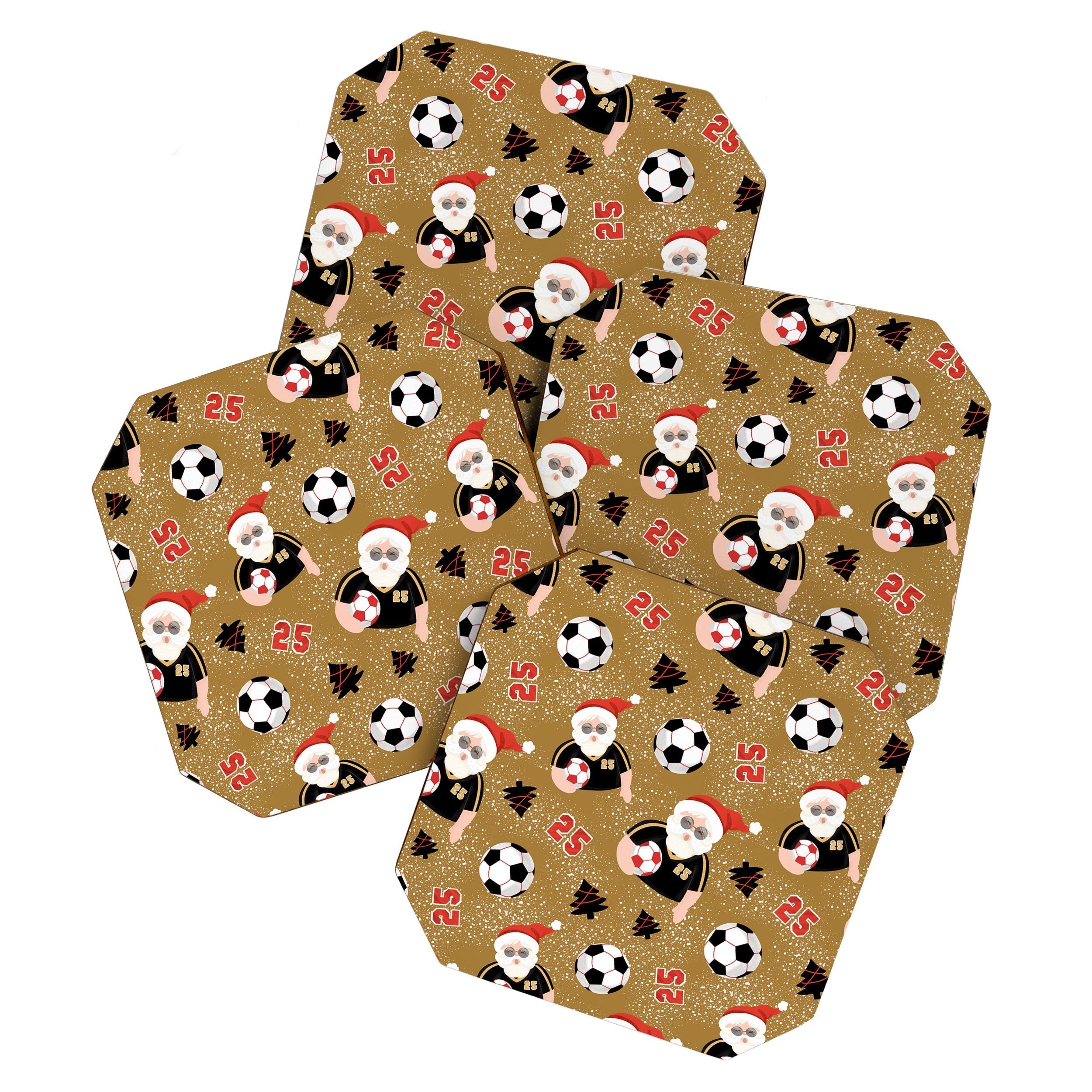 Design by Spark Sporty Soccer Santa Holiday Coaster Set