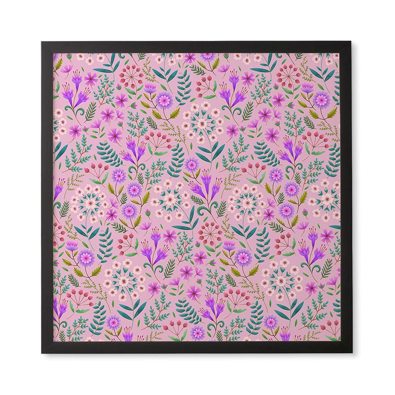Pimlada Phuapradit Ditsy Purple Floral Half Drop Framed Wall Art