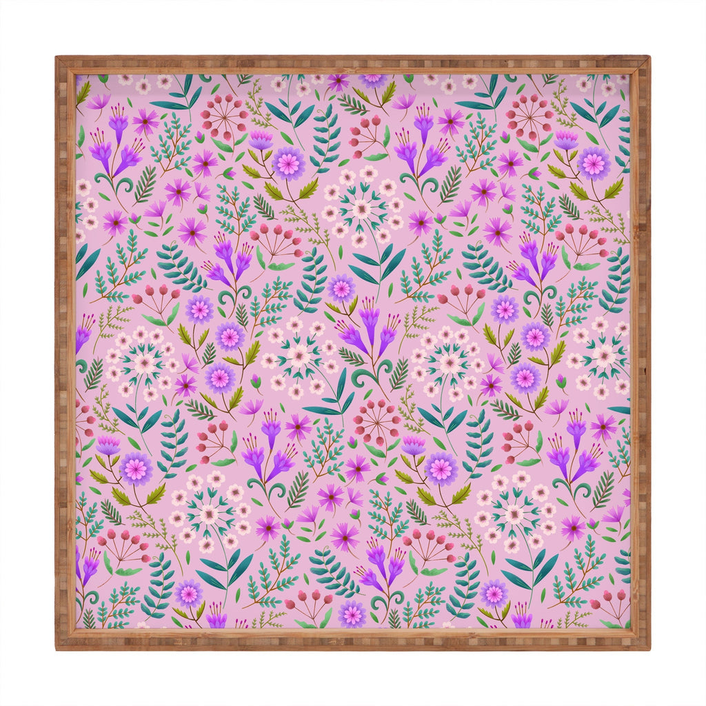Pimlada Phuapradit Ditsy Purple Floral Half Drop Square Tray