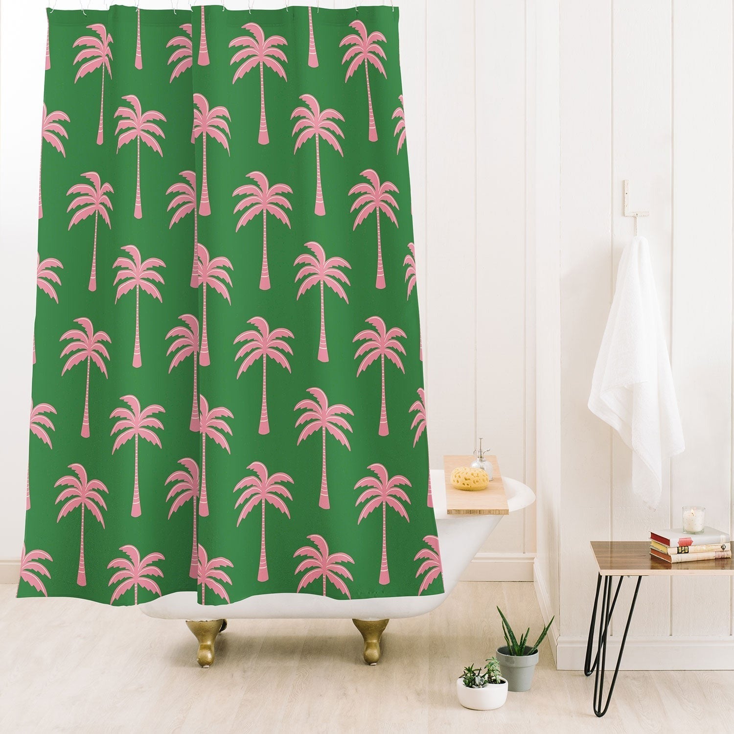 Design by Spark Pink Palm Tree Oasis Shower Curtain