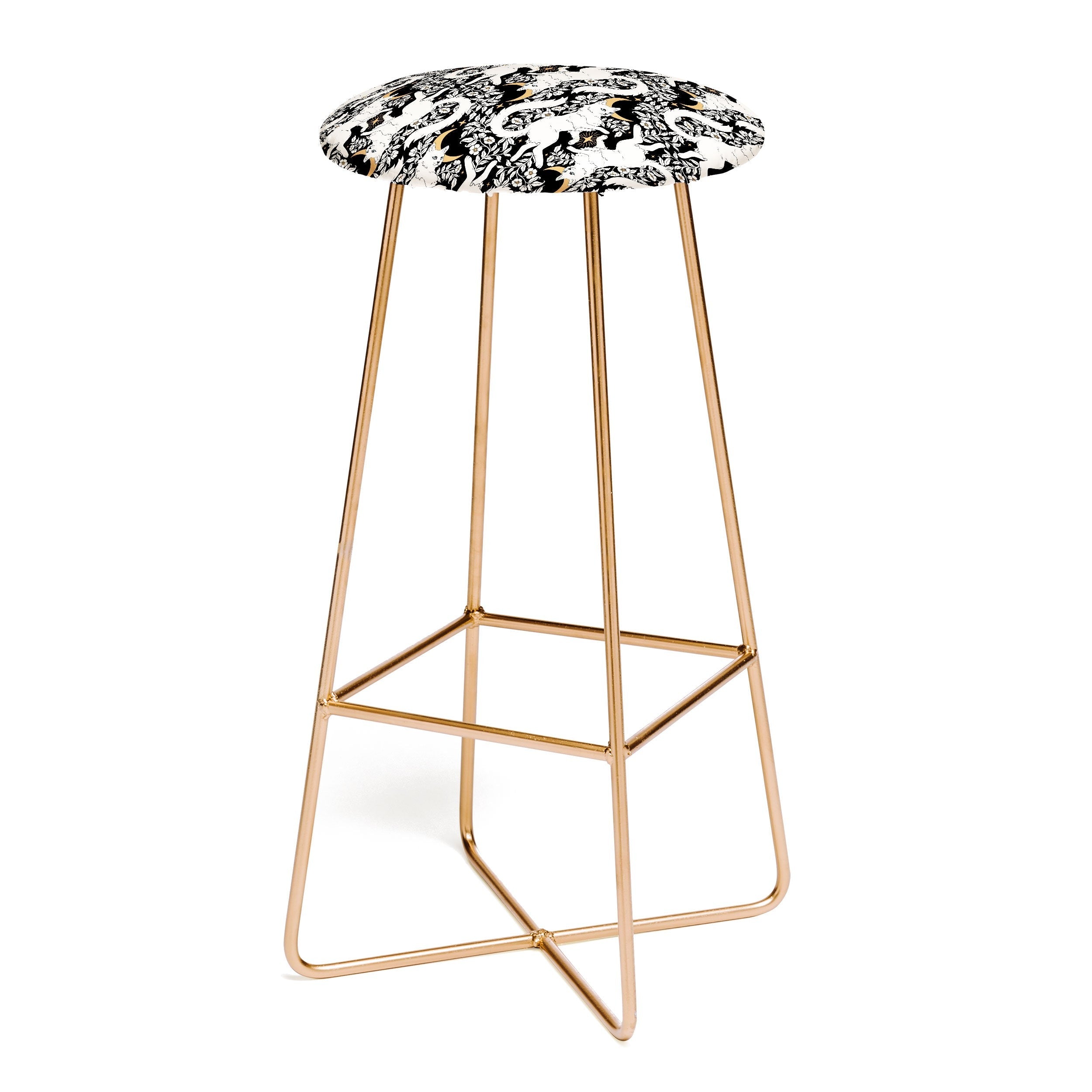 Avenie Celestial Cats Gold Bar Stool