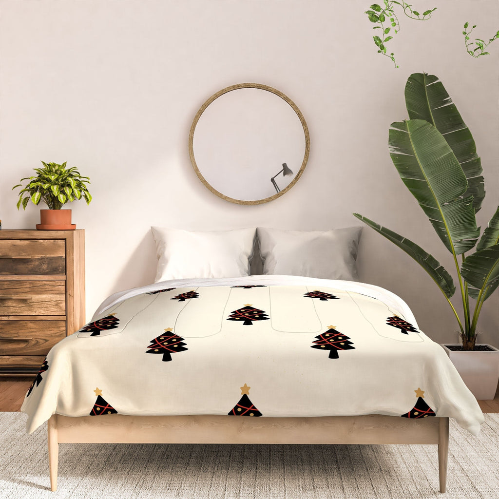 Design by Spark Black And Gold Christmas Tree Comforter