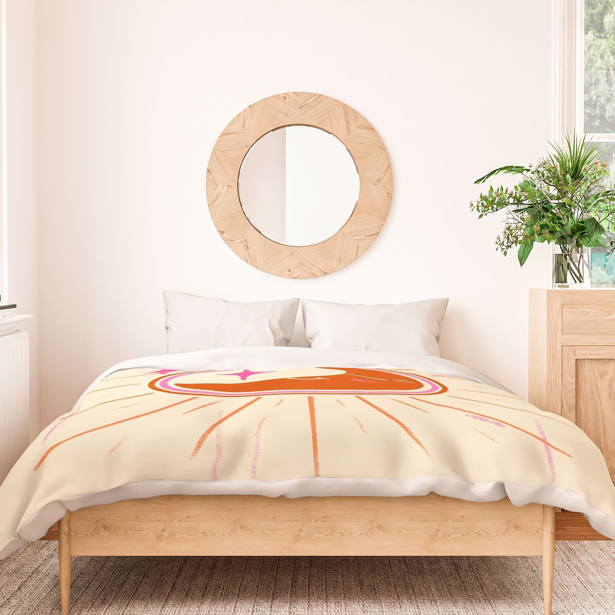Little Om Celestial Moon cream Duvet Cover