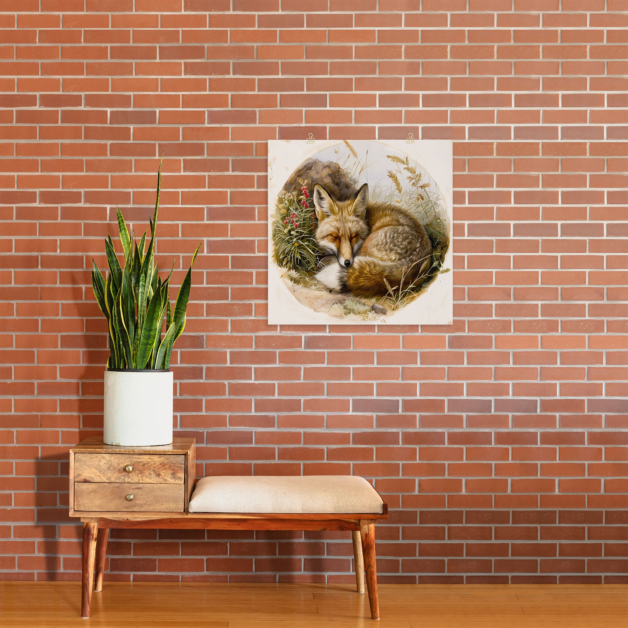 trajeado14 Fox Sleeping Vintage Illustration Art Print