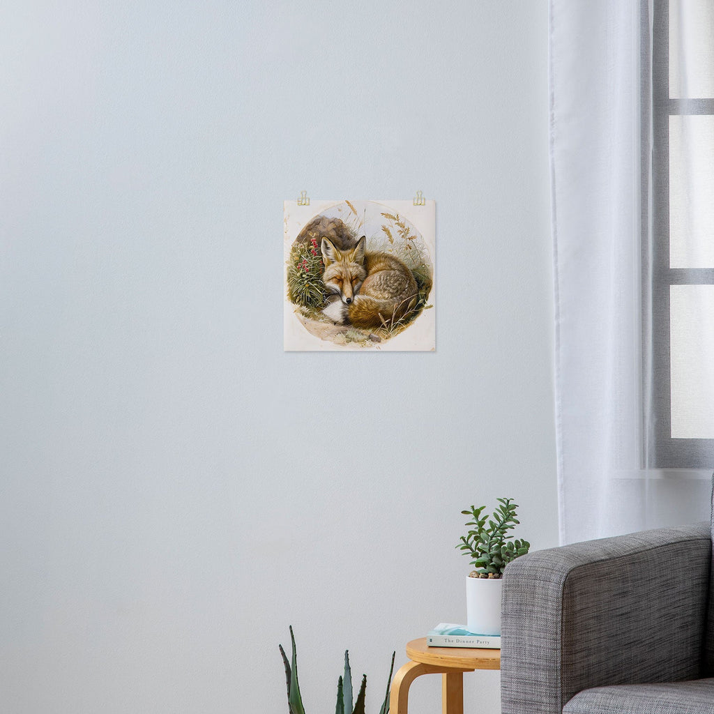 trajeado14 Fox Sleeping Vintage Illustration Art Print