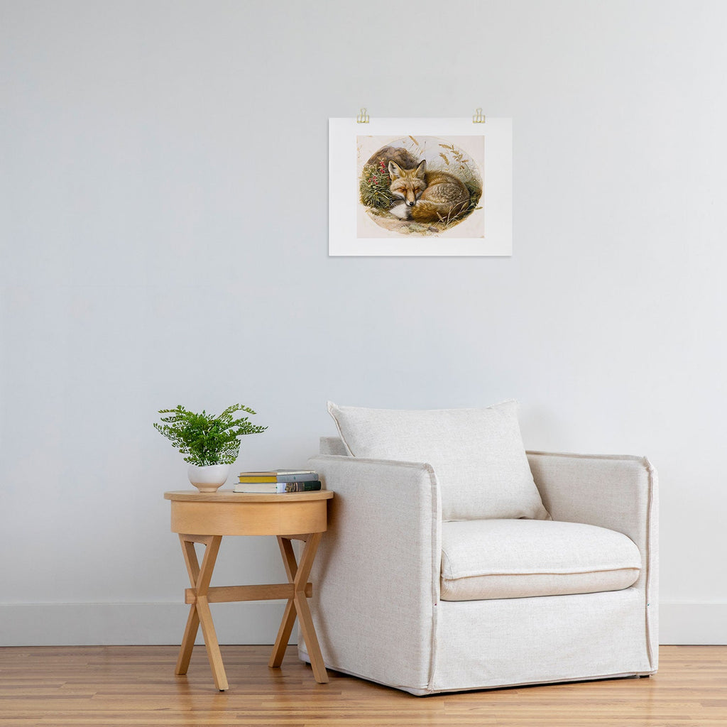 trajeado14 Fox Sleeping Vintage Illustration Art Print