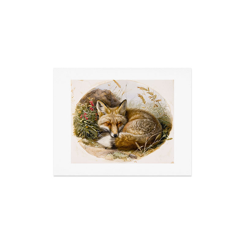 trajeado14 Fox Sleeping Vintage Illustration Art Print