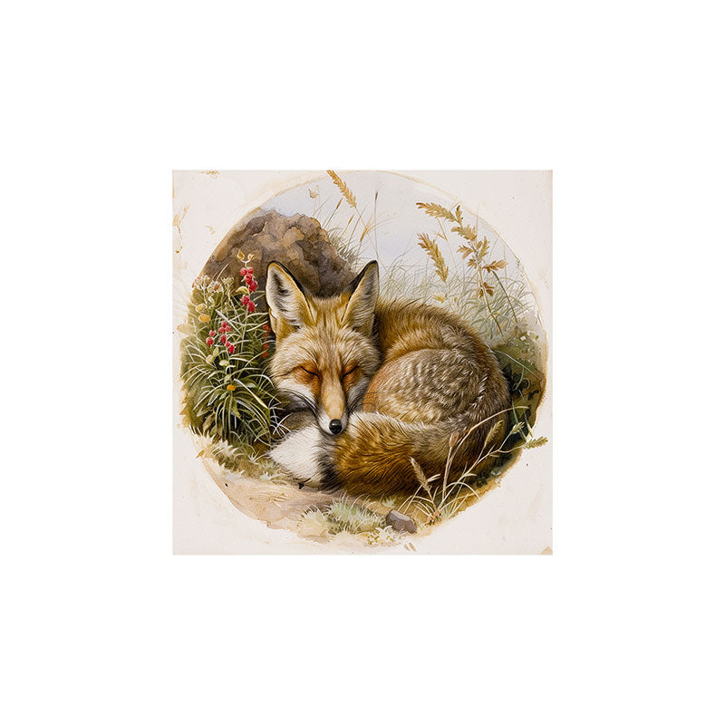 trajeado14 Fox Sleeping Vintage Illustration Art Print