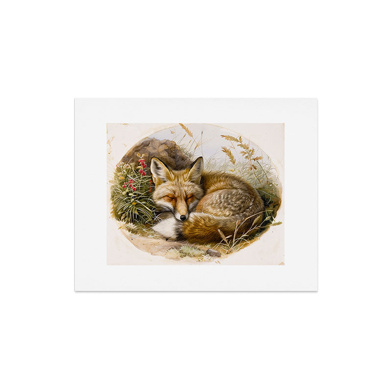 trajeado14 Fox Sleeping Vintage Illustration Art Print
