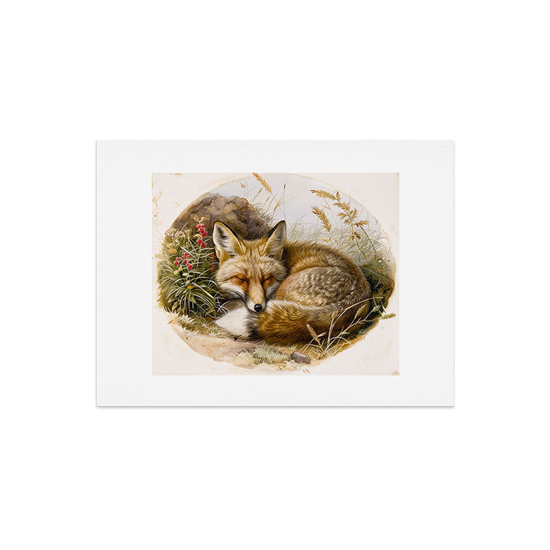 trajeado14 Fox Sleeping Vintage Illustration Art Print