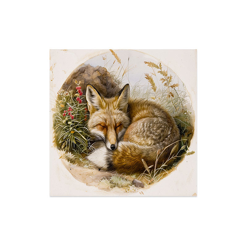 trajeado14 Fox Sleeping Vintage Illustration Art Print