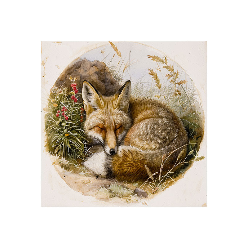 trajeado14 Fox Sleeping Vintage Illustration Art Print