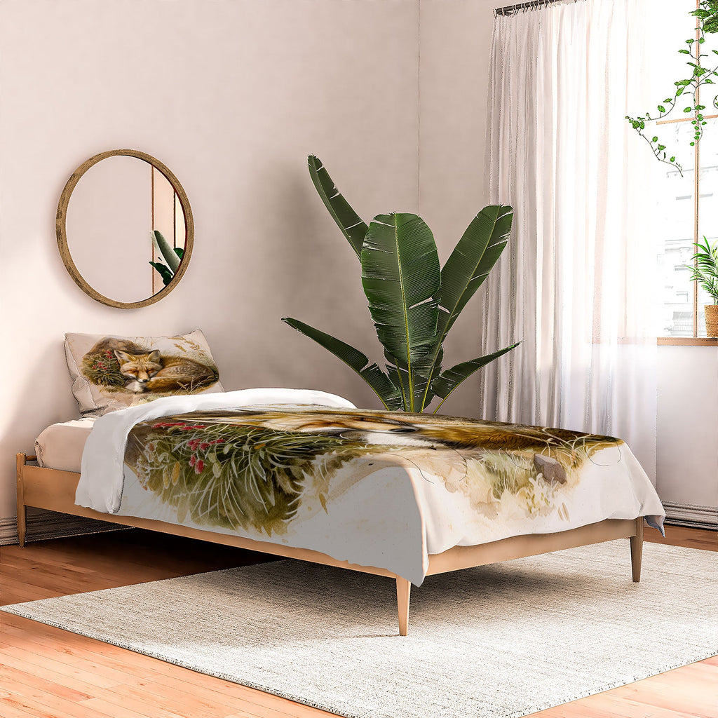 trajeado14 Fox Sleeping Vintage Illustration Comforter