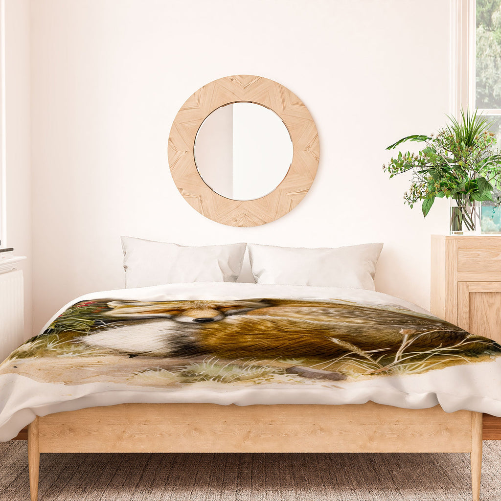 trajeado14 Fox Sleeping Vintage Illustration Duvet Cover