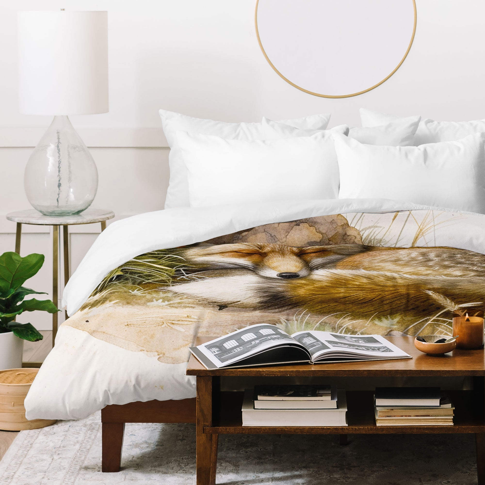 trajeado14 Fox Sleeping Vintage Illustration Duvet Cover