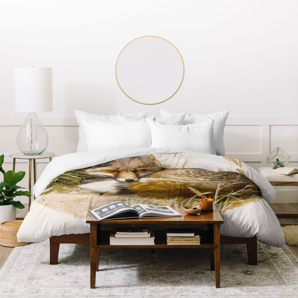 trajeado14 Fox Sleeping Vintage Illustration Duvet Cover