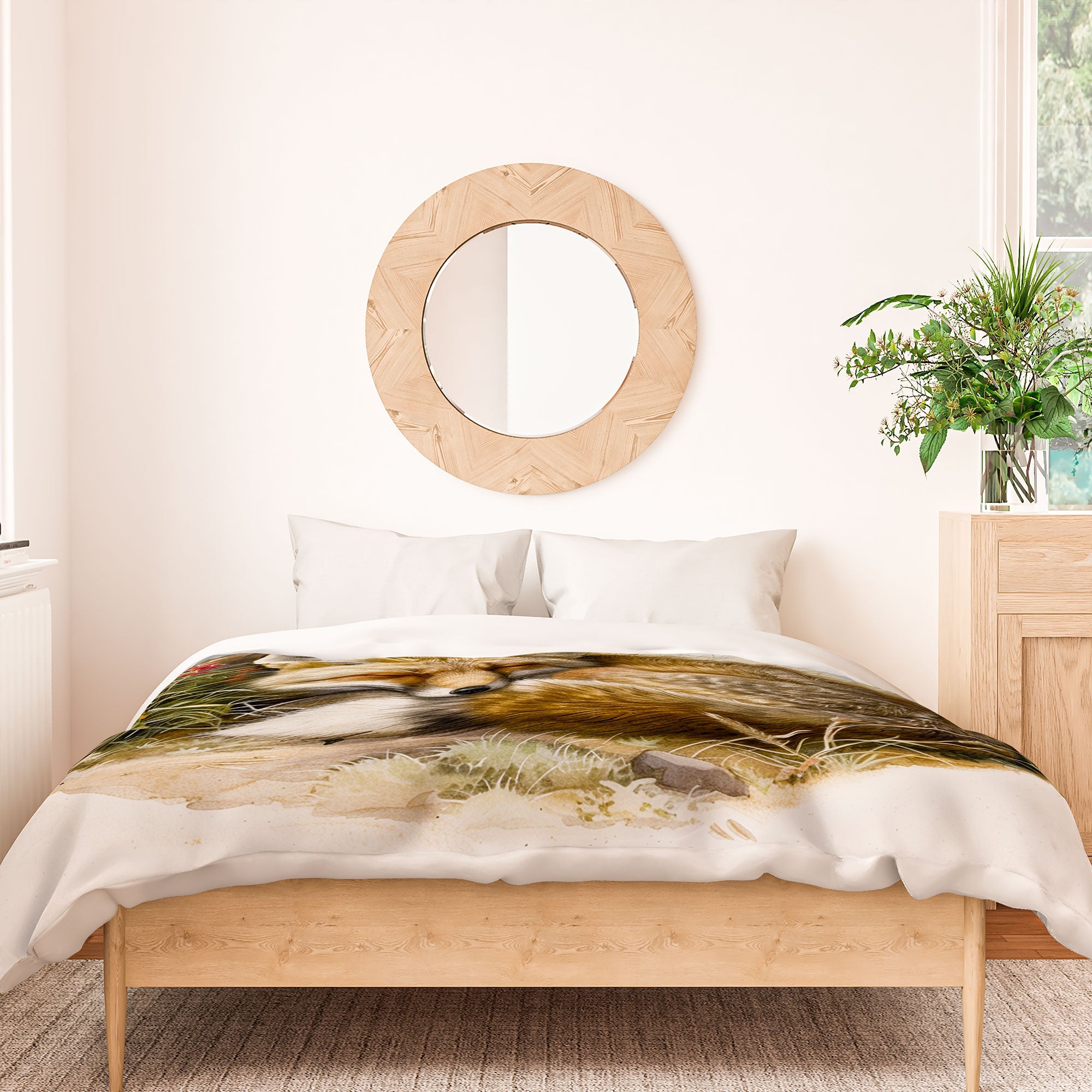 trajeado14 Fox Sleeping Vintage Illustration Duvet Cover