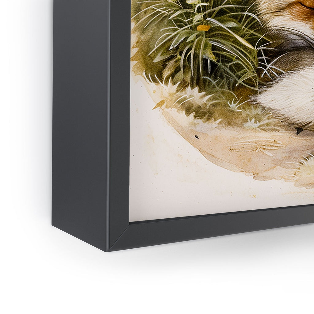 trajeado14 Fox Sleeping Vintage Illustration Framed Mini Art Print