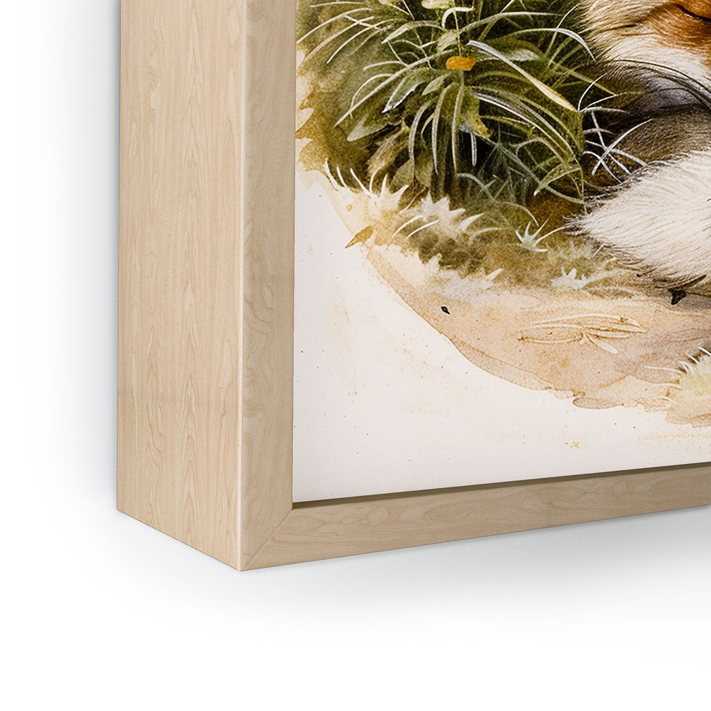 trajeado14 Fox Sleeping Vintage Illustration Framed Mini Art Print