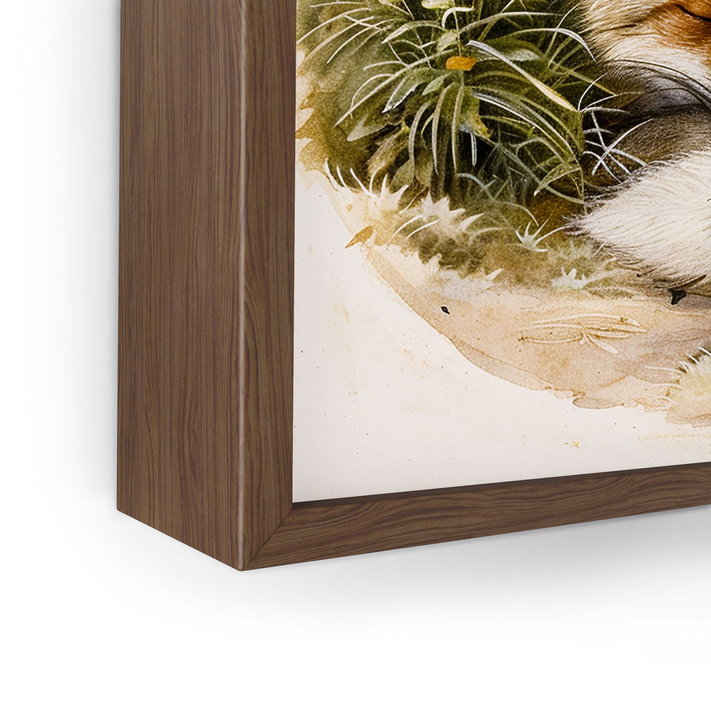 trajeado14 Fox Sleeping Vintage Illustration Framed Mini Art Print